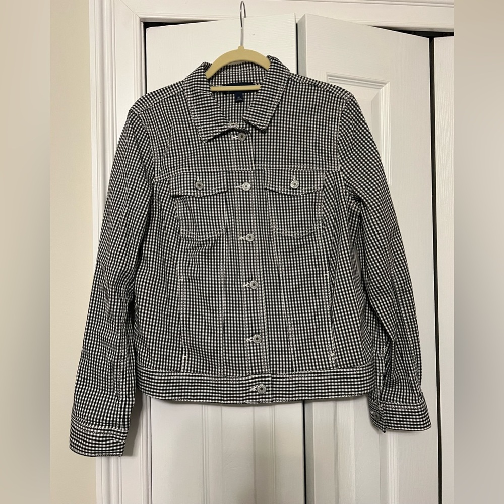 Talbots Gingham Jean Jacket size M